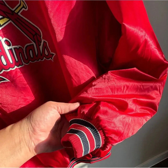St.Louis Cardinals Nike Satin Bomber Jacket Mens Snap Button Baseball Coat Sz XL - Picture 5 of 15